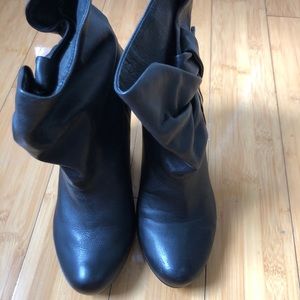 Black leather slouch booties